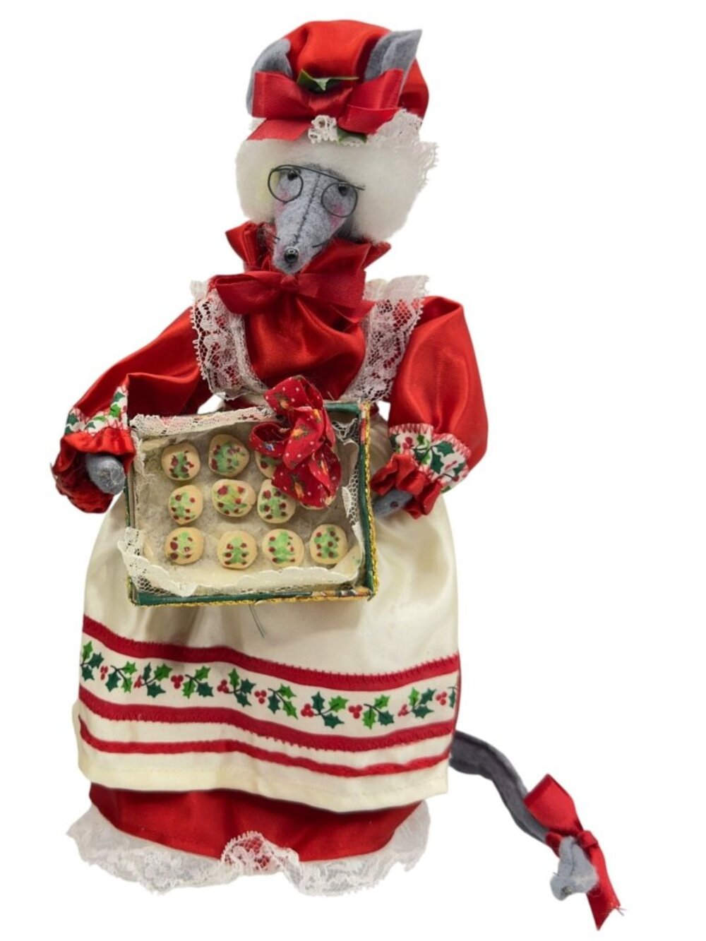 Vintage Christmas Mouse Mrs Claus Cookie Baker Doll Shelf Sitter Figurine 11"